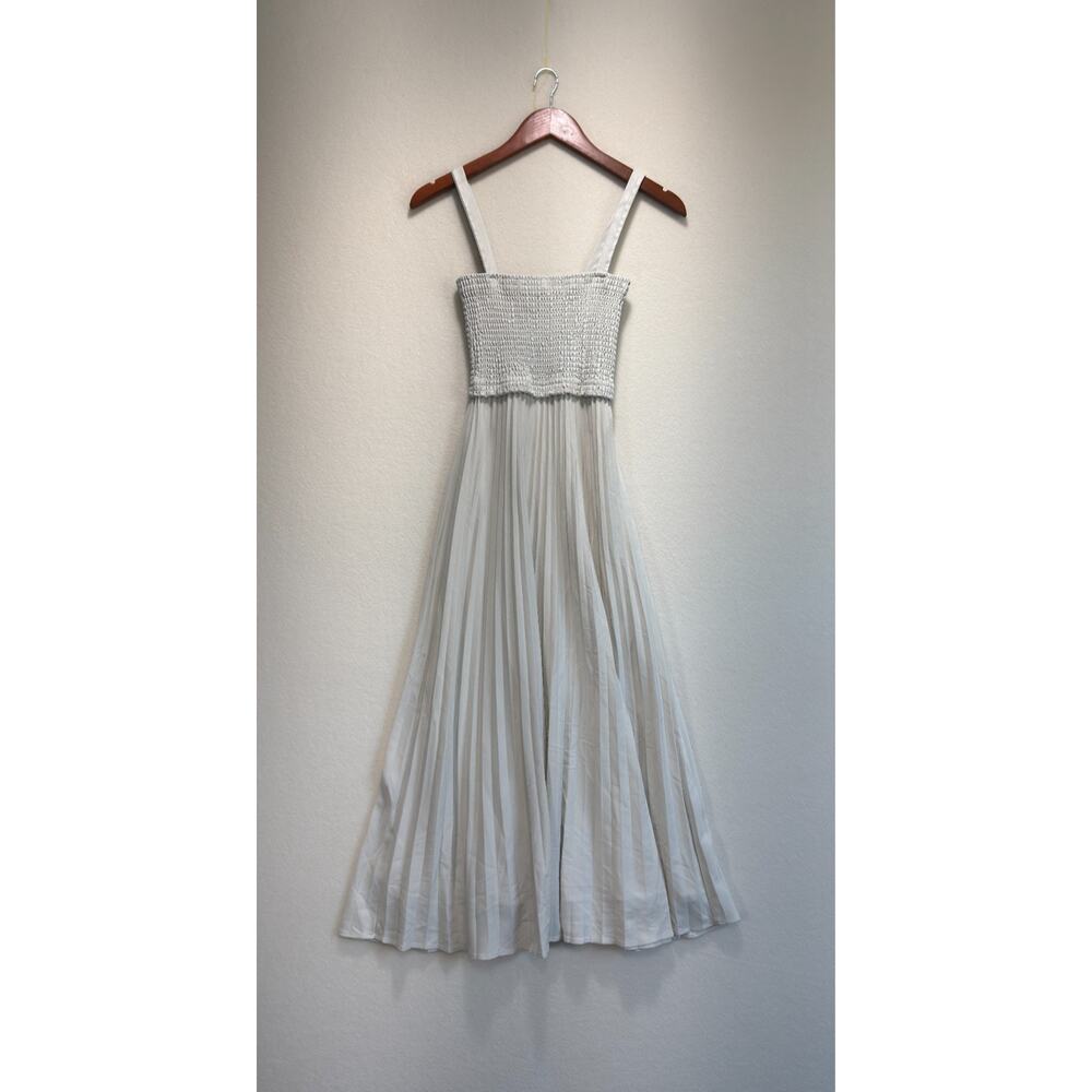 Proenza Schooler White Label Smocked Pleated Midi Dress White Size 2 Retail $595 - Picture 5 of 11